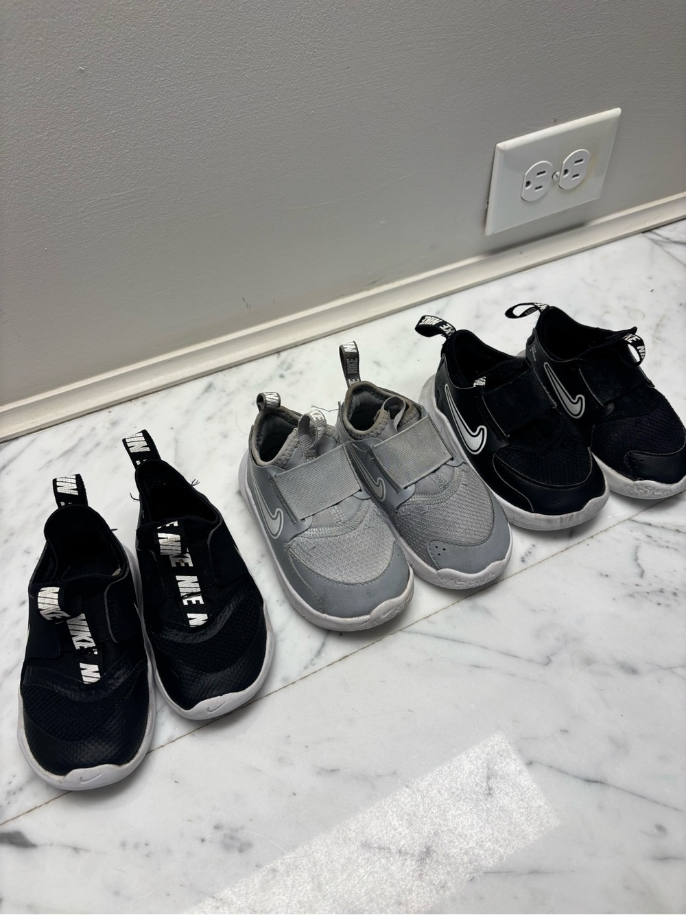 Nike Kids Slip-On Sneakers in Black and Gray - Set of 3